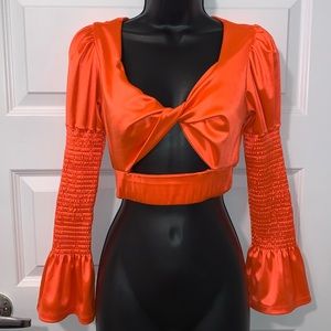 Satin twist front crop top Fashion Nova